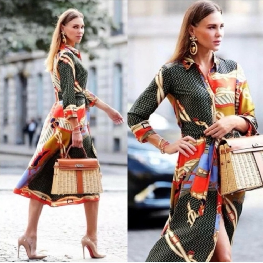 Zara Multicolor Long Sleeve Dress
